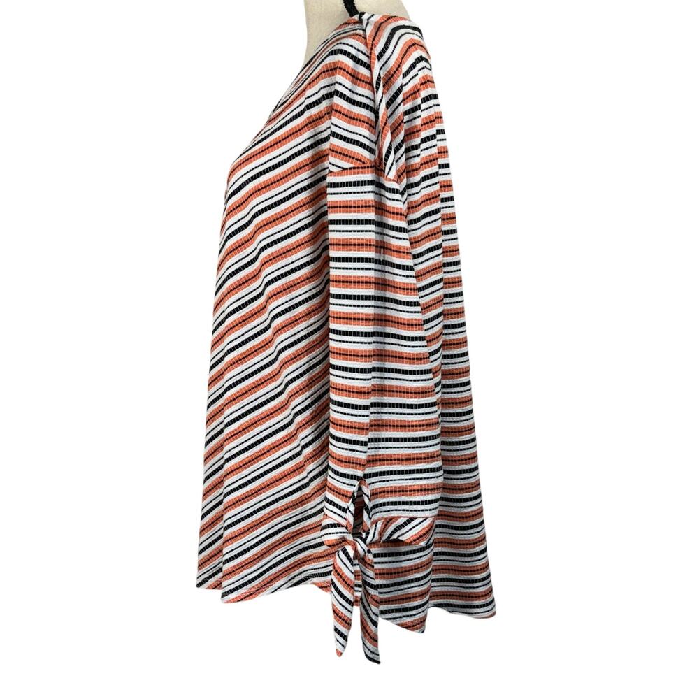 Ruby Rd 1X-Large Top Striped 3/4 Sleeves Stretch Round Neck Pullover Multicolor - Picture 6 of 9